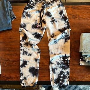PJ Salvage Black/White Tie Die jogger